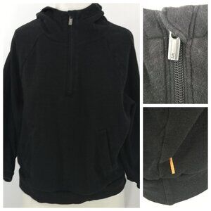 Lucy Cropped Hoodie Size S Black 1/4 Zip Pocket
